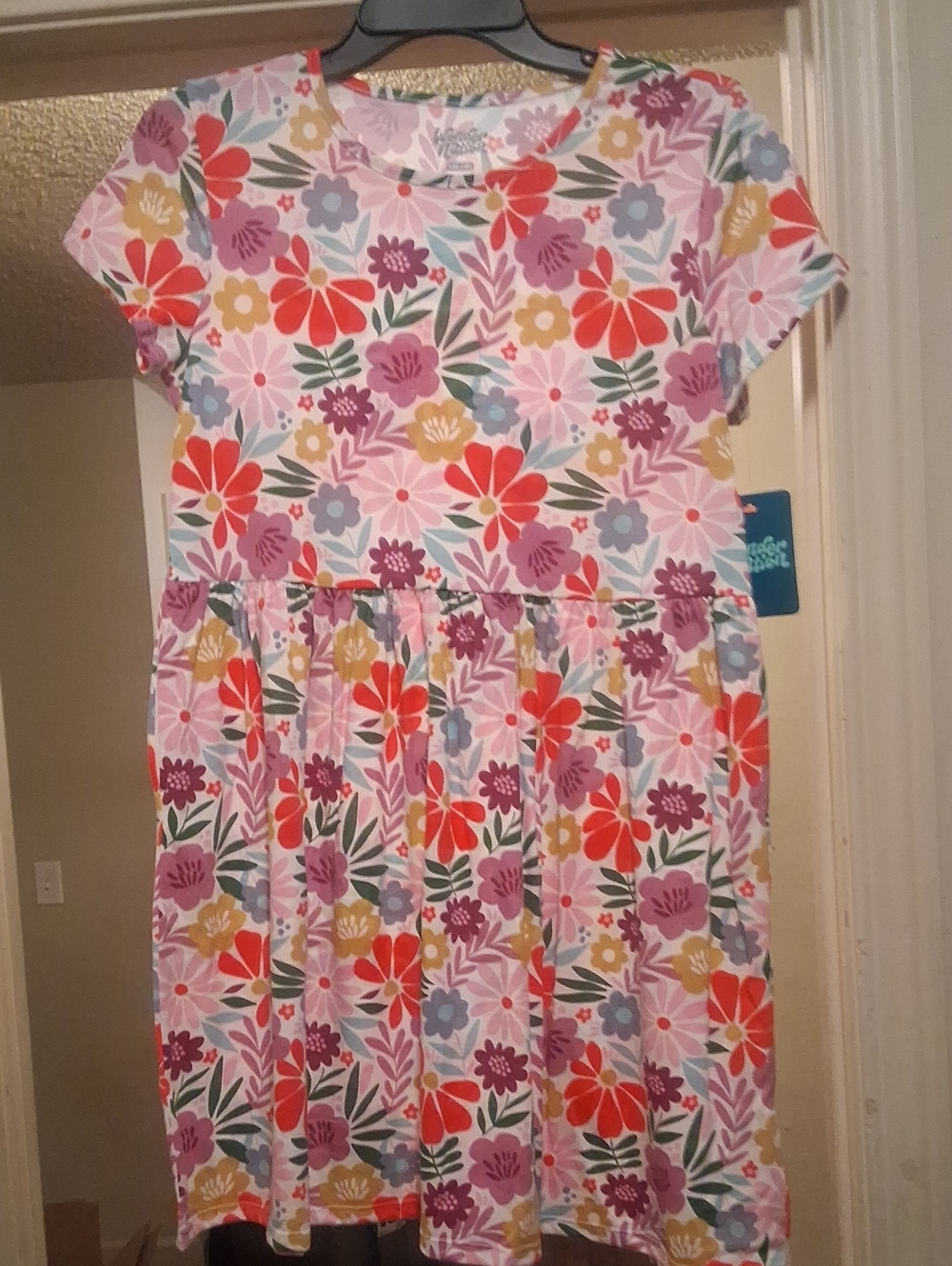 Girls' Floral Short-Sleeve Dress - Multicolor Size 18 Girls